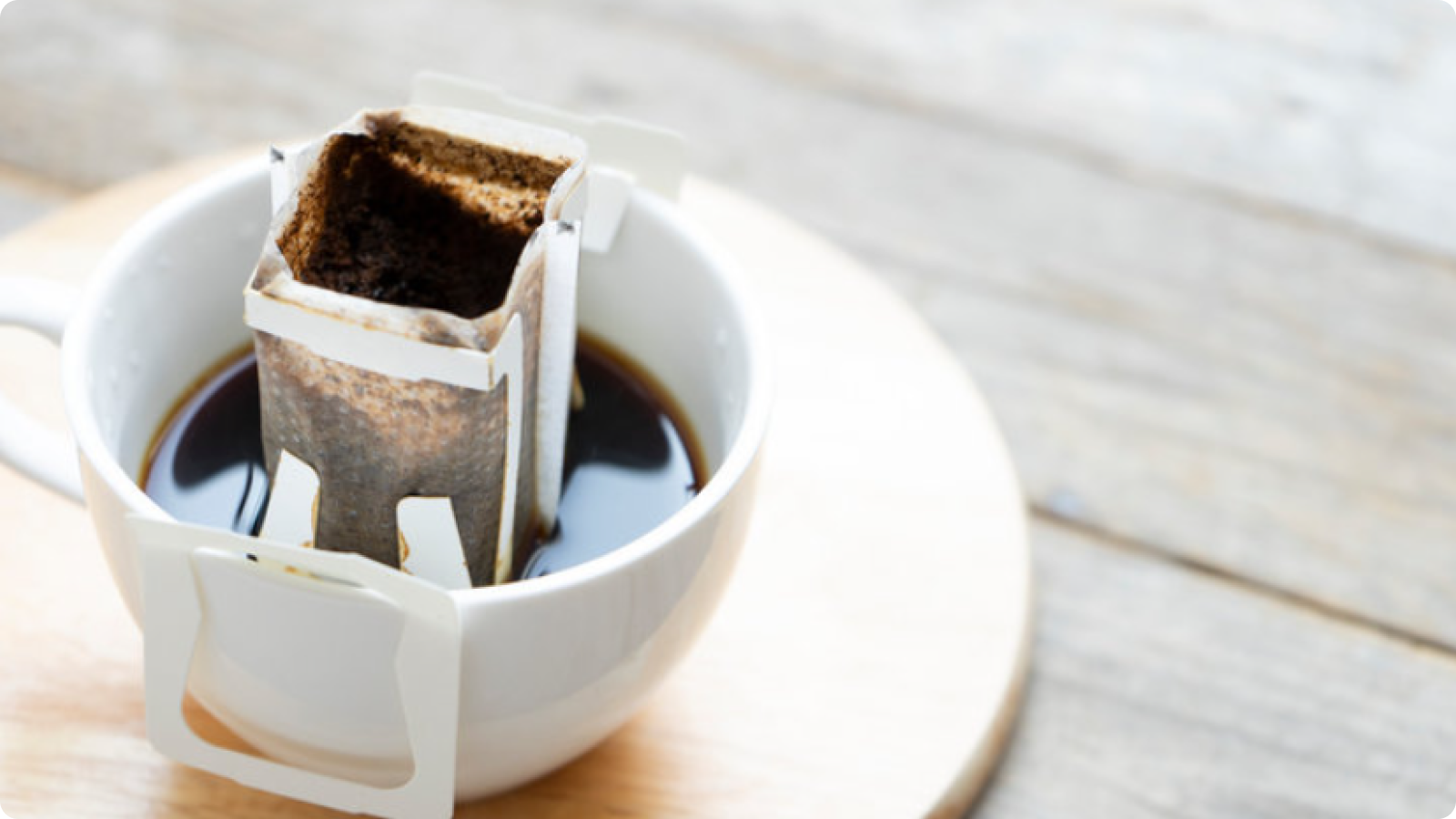 Hooked Coffee pour over pouches served in a hotel